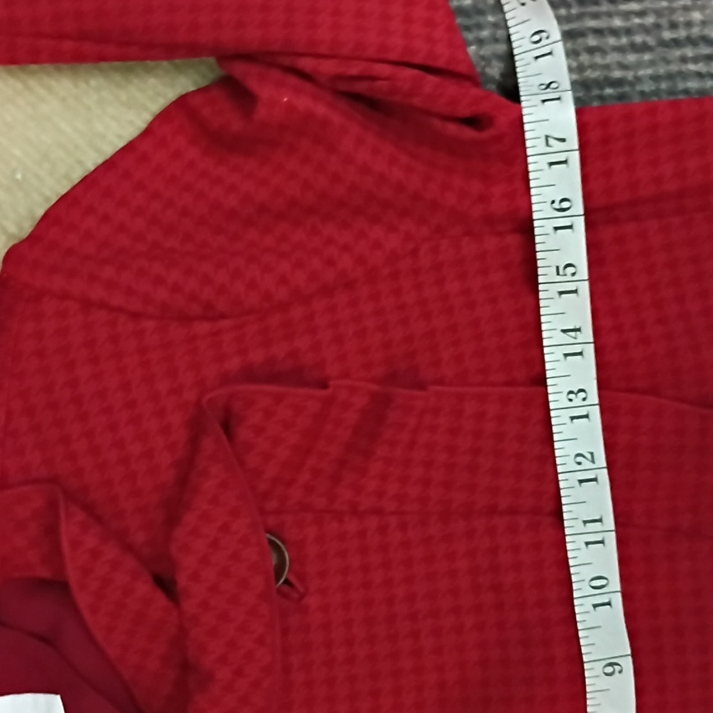 Cabi Red Houndstooth Celebration Women's Red Coat SZ Small - Picture 7 of 11